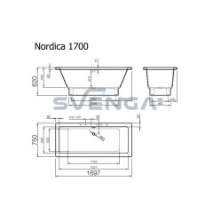 Vispool Nordica 1600x750mm ir 1700x750mm lieto akmens vonia