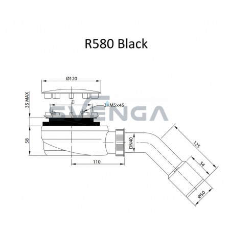 Radaway R580 Black dušo sifonas