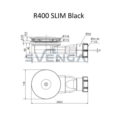 Radaway R400 Slim Black dušo sifonas