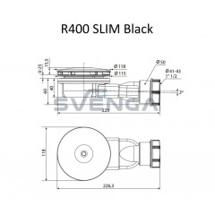 Radaway R400 Slim Black dušo sifonas