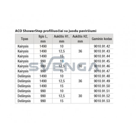 ACO ShowerStep profiliuotis juodu paviršiumi