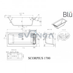 Blu Scorpius 1700x800mm lieto akmens vonia