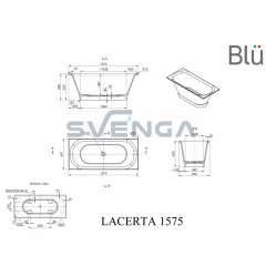 Blu Lacerta 1575x700mm lieto akmens vonia