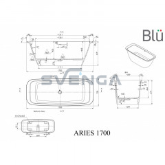 Blu Aries 1700x700mm lieto akmens vonia