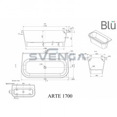 Blu Arte 1700x873mm lieto akmens vonia