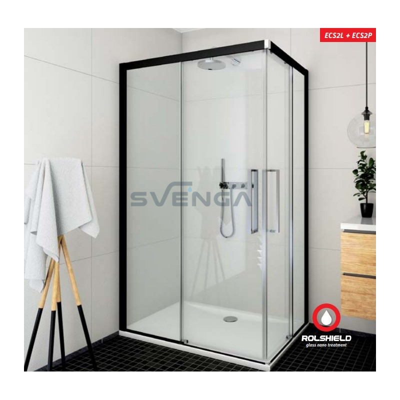 Roltechnik ECS2L+ECS2P kvadratinė dušo kabina su slankiojančiomis durimis.