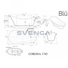 Blu Corona 1745x820mm retro stiliaus vonia