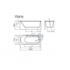 Vispool Viana 1600x715 mm lieto akmens vonia