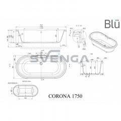 Blu Corona 1750x800mm retro stiliaus vonia