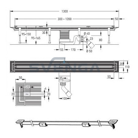 Viega Advantix vario dušo latakas pjaustomas 300-1200mm