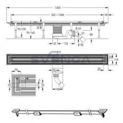 Viega Advantix vario dušo latakas pjaustomas 300-1200mm