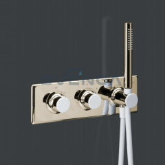 Alpi Fred FD93L163D termostatinis potinkinis dušo maišytuvas su baltais dekoratyviniais dangteliais