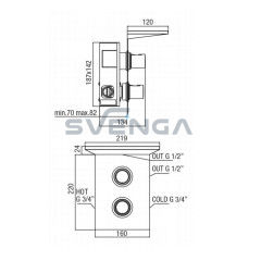Alpi Seta SA73163 termostatinis potinkinis dušo maišytuvas su lentynėle