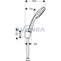 Hansgrohe Croma 100 Vario dušo galvutė/ PorterS laikiklis su žarna 1.60 m