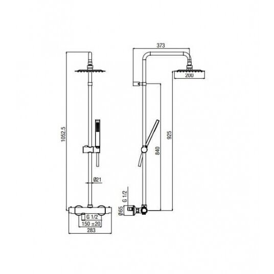 Alpi Joy JO97SM2151CR termostatinė dušo sistema su plona 20 cm dušo galva 1