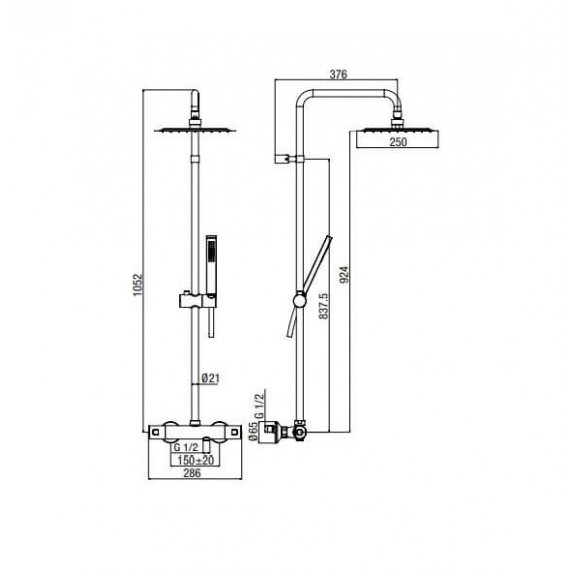 Alpi Sport Plus SPL96SM2151 termostatinė dušo sistema su plona 25 cm dušo galva 1