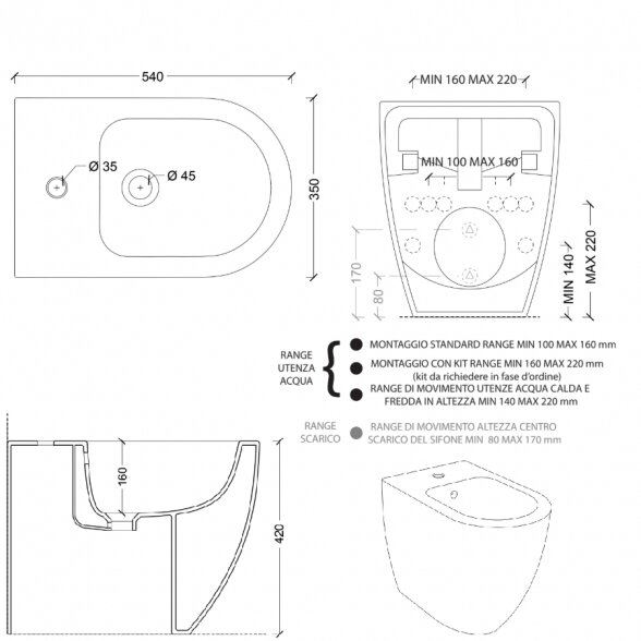 Alice Ceramica Form Square Rimless 540x350 pastatoma bidė 2