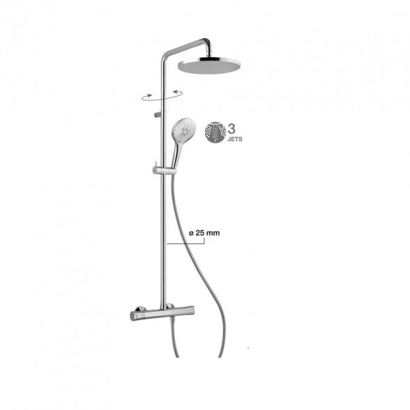 Alpi City Plus CRL87RP2151 termostatinė dušo sistema su 25 cm dušo galva