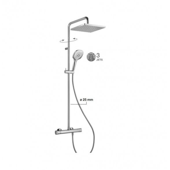 Alpi City Plus CRL87SP2151 termostatinė dušo sistema su 25 cm dušo galva