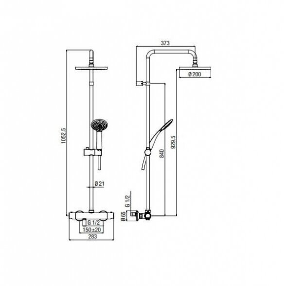 Alpi Joy JO97RP2151CR termostatinė dušo sistema su 20 cm dušo galva 1