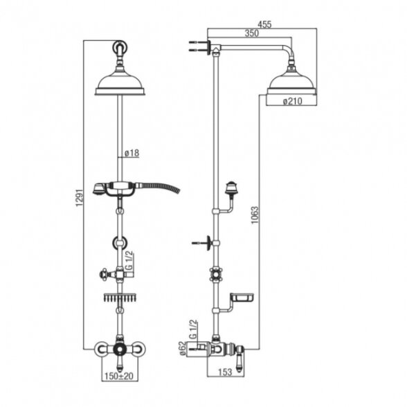 Alpi London LO41RM2250 dušo sistema su metaline dušo galva 200x200 mm 1