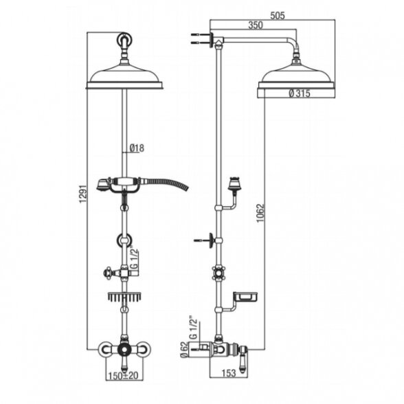 Alpi London LO41RM3250 dušo sistema su metaline dušo galva 300x300 mm 1