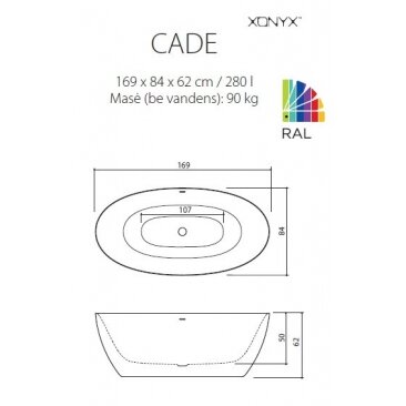 Balteco Cade lieto akmens laisvai pastatoma vonia 6