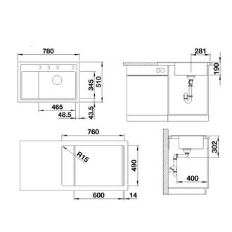 Blanco Zenar XL 6 S Compact akmens masės plautuvė 12