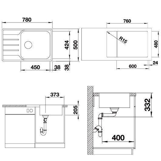 Blanco LEMIS XL 6 S-IF Compact nerūdijančio plieno plautuvė 4