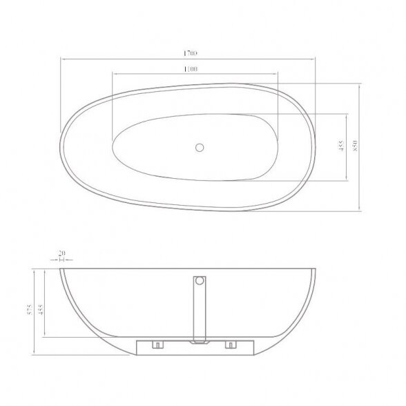 Blu Olivia 1700x850mm lieto akmens vonia 2