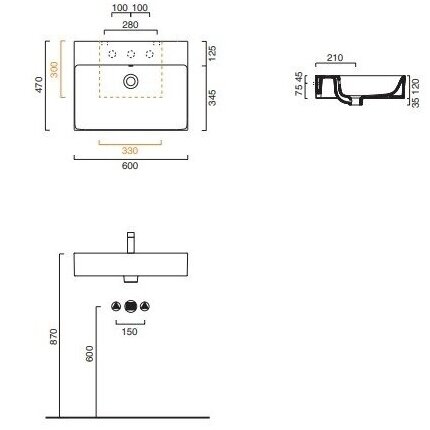 Catalano Premium 60x47 pakabinamas/baldinis/pastatomas ant stalviršio praustuvas 6