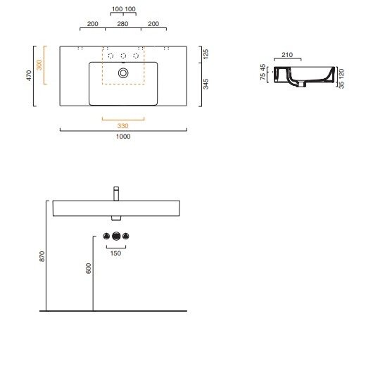 Catalano Premium 100x47 pakabinamas / baldinis / pastatomas praustuvas 8