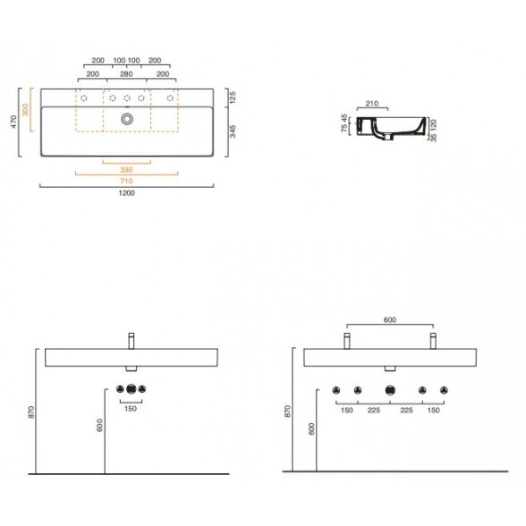 Catalano Premium 120x47 pakabinamas/baldinis/pastatomas ant stalviršio praustuvas 5