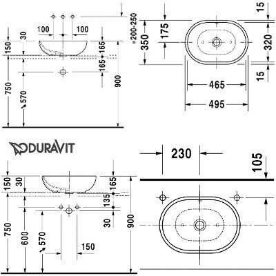 Duravit Foster pastatomas ant stalviršio praustuvas 495x350 3