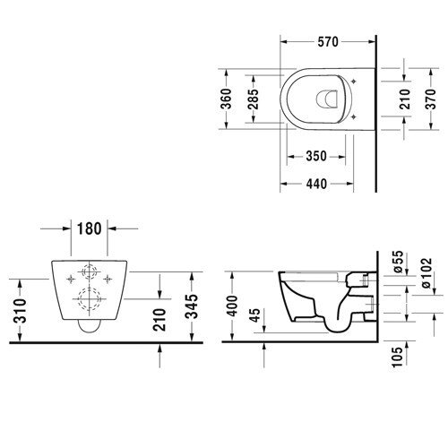 Duravit Me by Starck pakabinamas klozetas su Rimless (be nuplovimo lanko) ir lėtaeigiu dangčiu 2