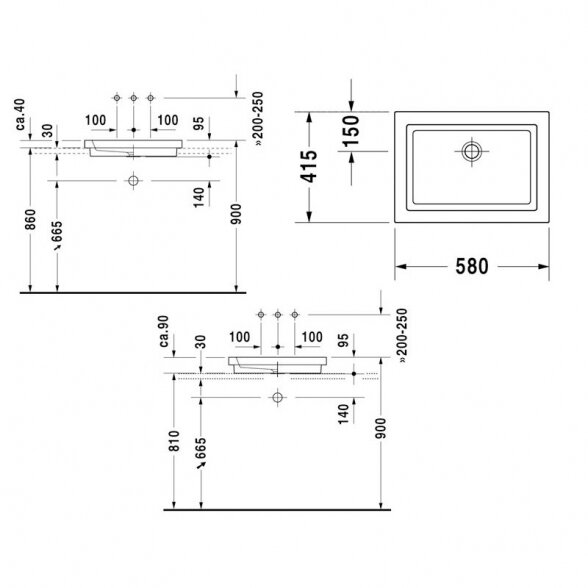 Duravit 2nd floor pastatomas ant stalviršio arba dalinai įleidžiamas praustuvas 580x415 4