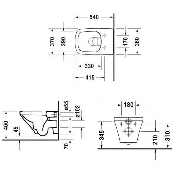 Duravit Durastyle pakabinamas klozetas su Rimless ir lėtaeigiu dangčiu 2