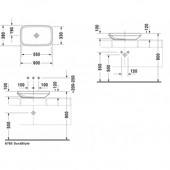 Duravit DuraStyle pastatomas ant stalviršio praustuvas 600x380 2