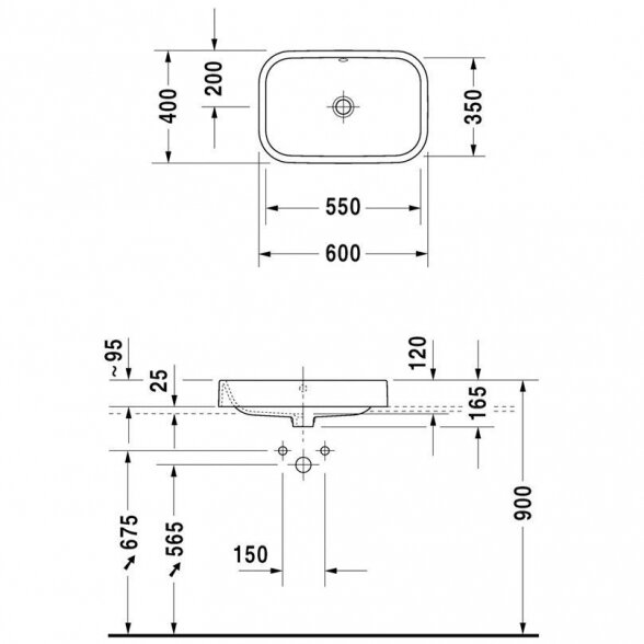 Duravit Happy D.2 pastatomas ant stalviršio praustuvas 600x400 1