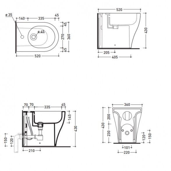 Flaminia App 540x360xH420 pastatoma bidė 2