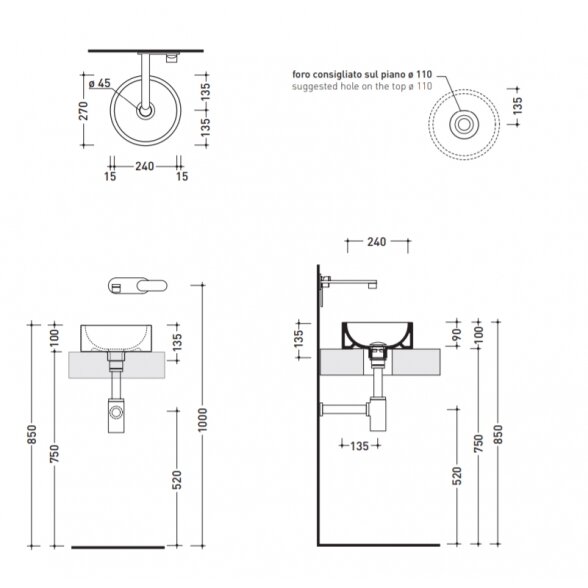 Flaminia Mini Twin 270x270xH100 pastatomas praustuvas 2