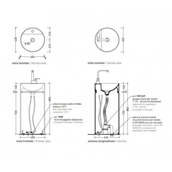 Flaminia Monotwin Slim MTR42C laisvai pastatomas praustuvas 5