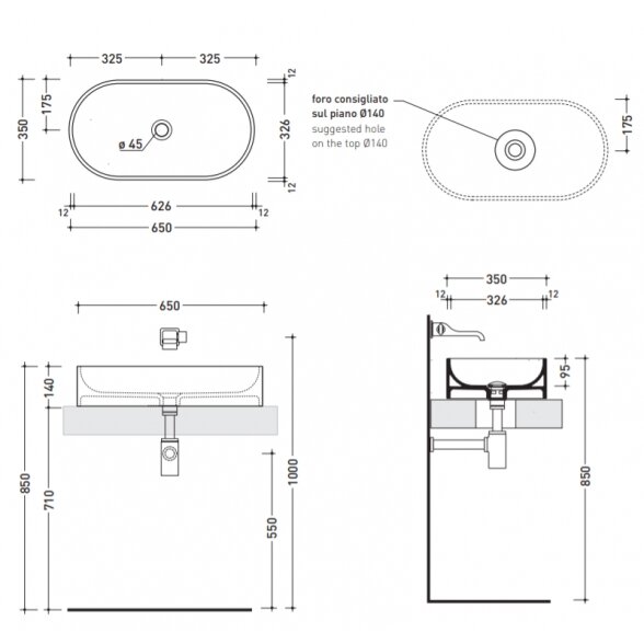 Flaminia Pass 650x350xH140 pastatomas praustuvas 3