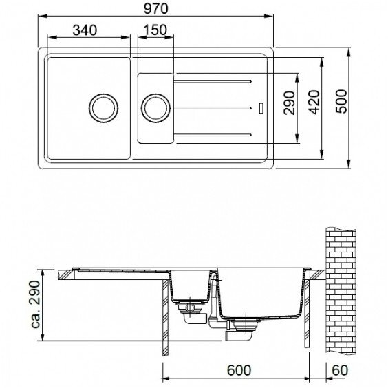 Franke Basis BFG 651 akmens masės plautuvė 1