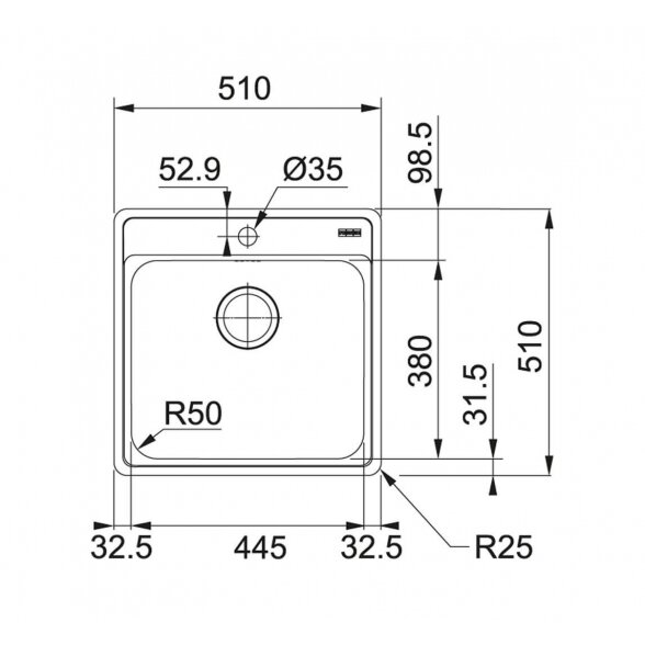 Franke Bell BCX 610-51 nerūdijančio plieno plautuvė 1