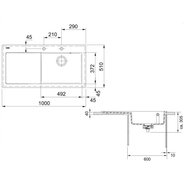 Franke Mythos MTK 611-100 keramikinė plautuvė 2