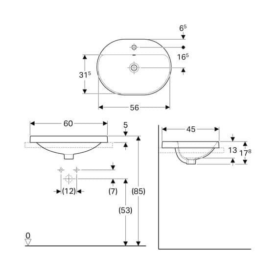 Geberit VariForm 60x45 įleidžiamas praustuvas 2