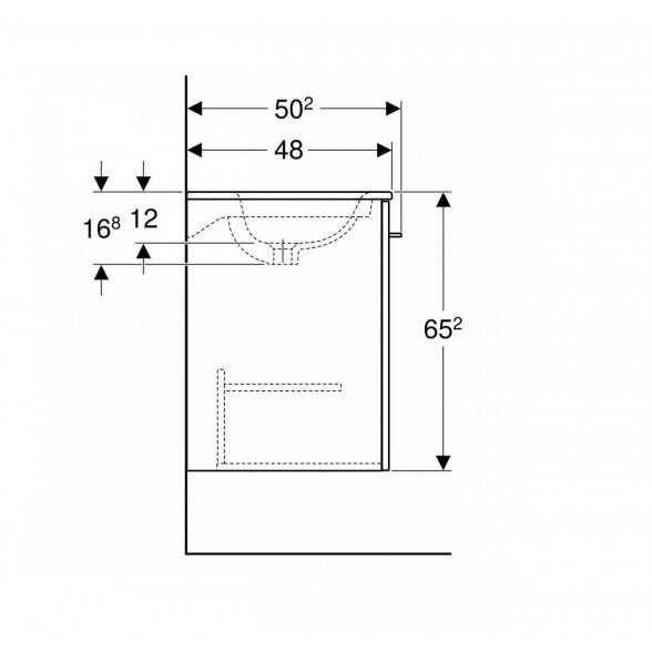 Geberit Selnova Square 600x652x502 spintelė su praustuvu 1