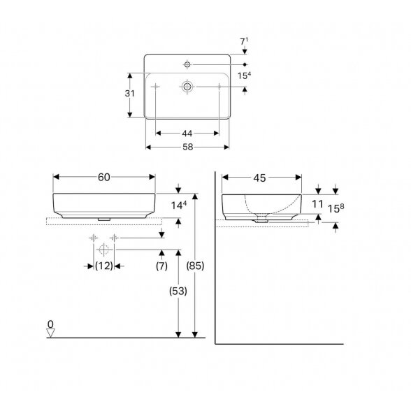 Geberit VariForm 60x45 pastatomas ant stalviršio praustuvas 2