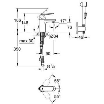 Grohe Eurosmart Cosmopolitan praustuvo maišytuvas su bidė dušeliu 2